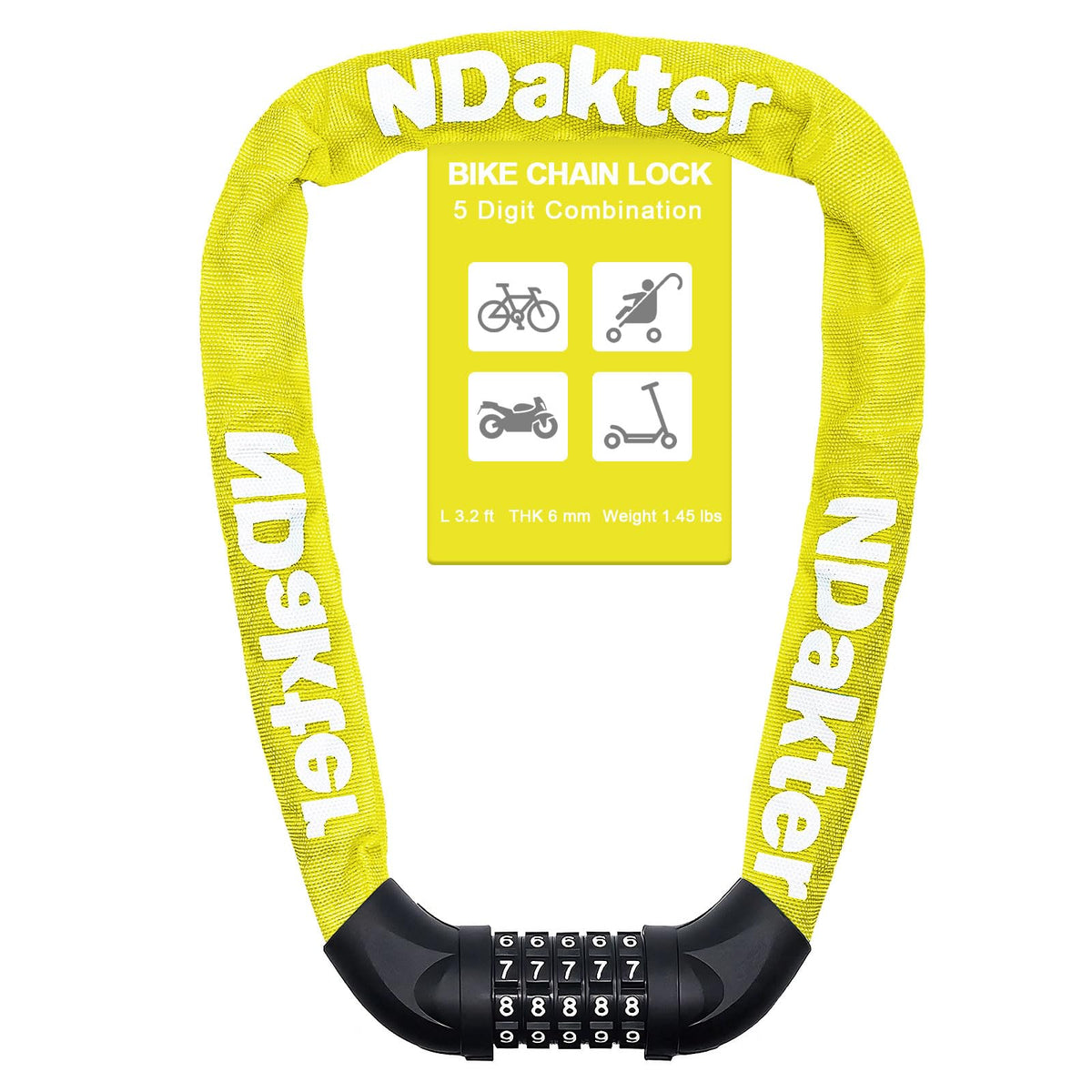 5-Digit Combination Chain Lock