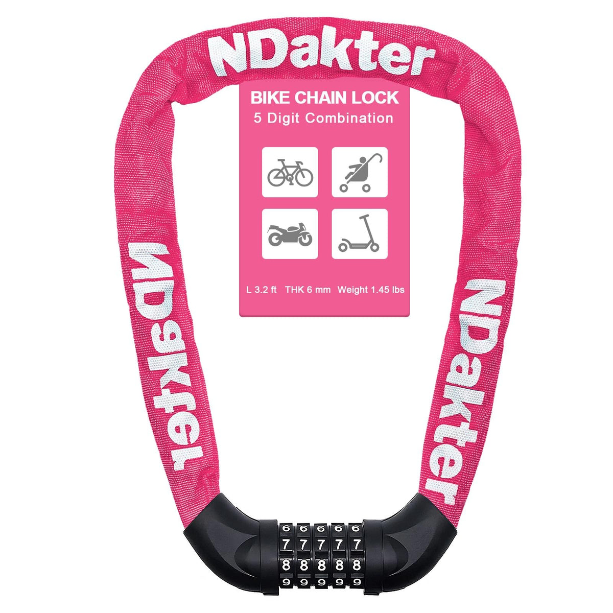 5-Digit Combination Chain Lock