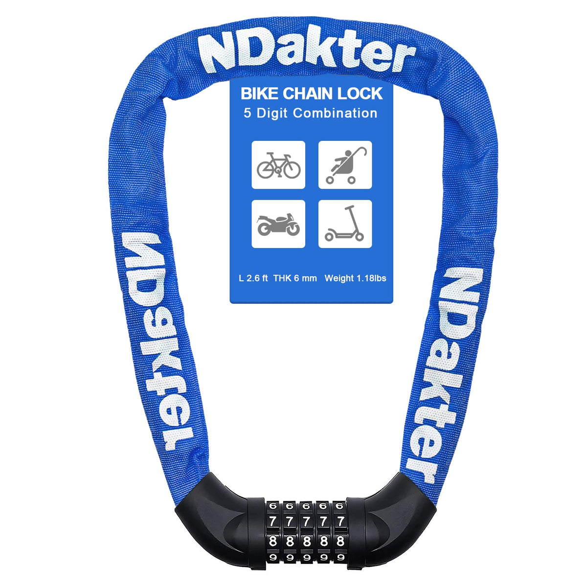5-Digit Combination Chain Lock