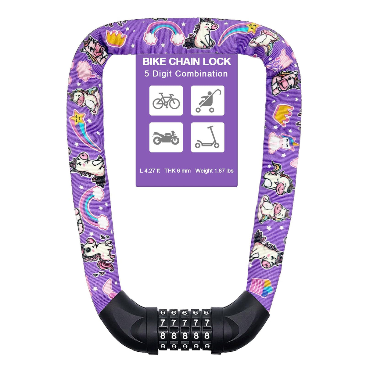 5-Digit Combination Chain Lock