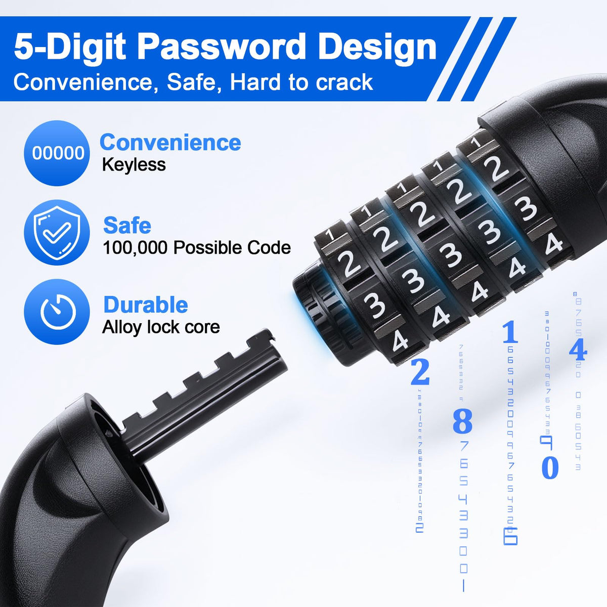5-Digit Combination Chain Lock