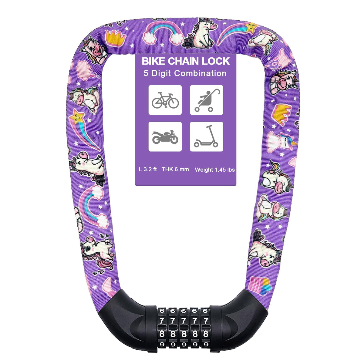 5-Digit Combination Chain Lock