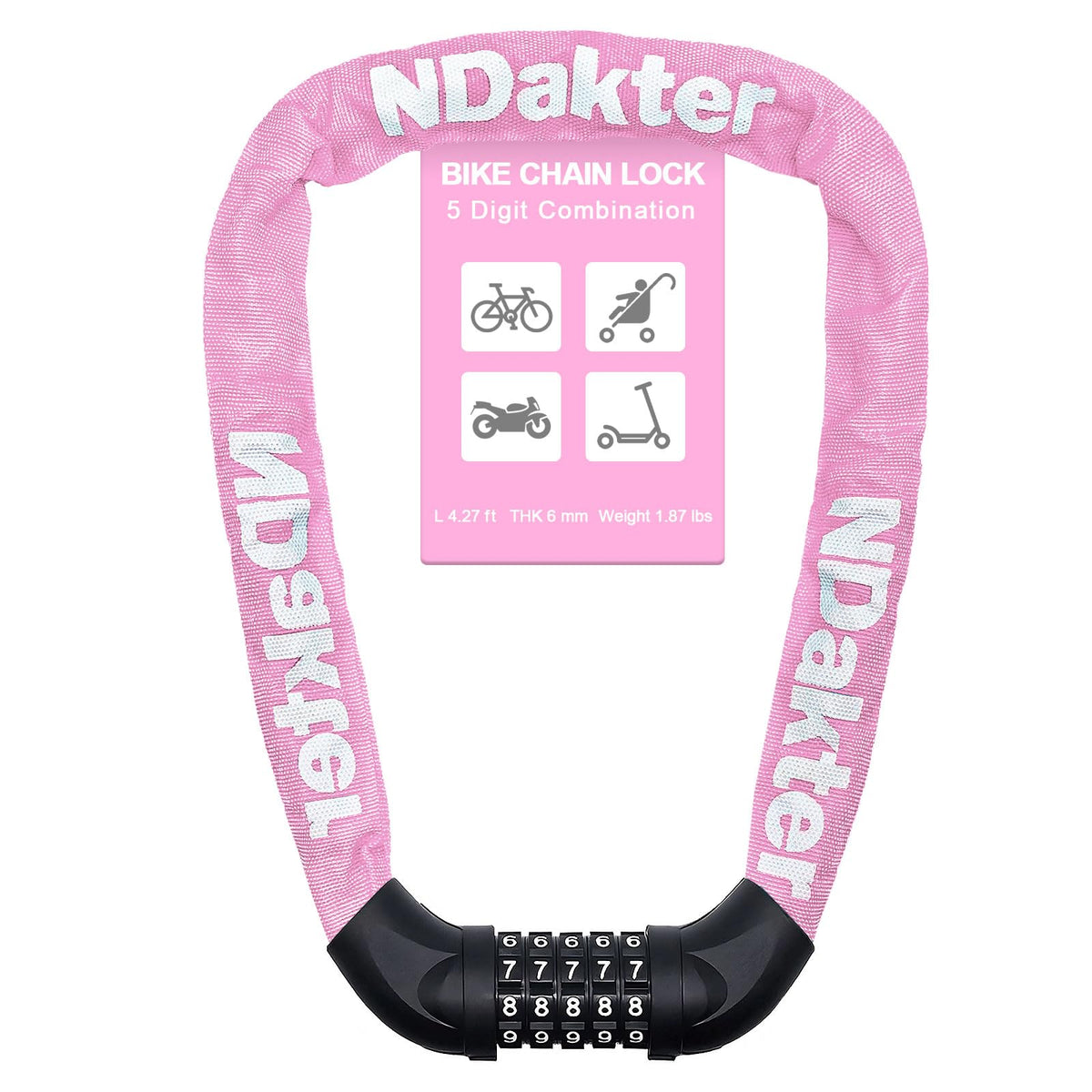 5-Digit Combination Chain Lock