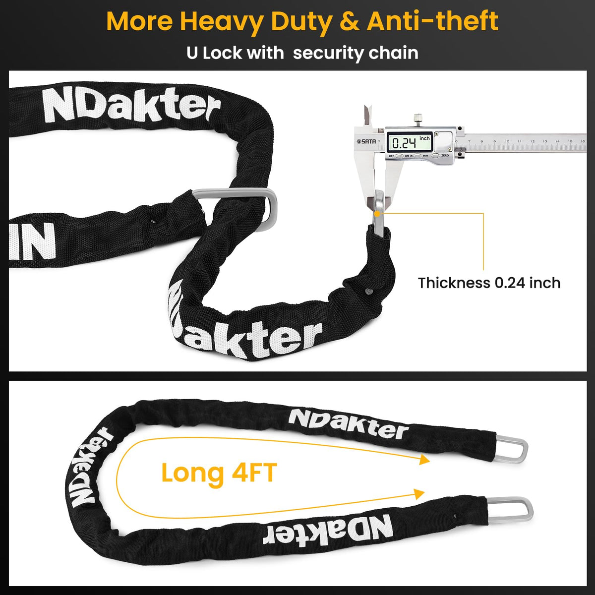 Heavy-Duty U-Lock & Chain Set