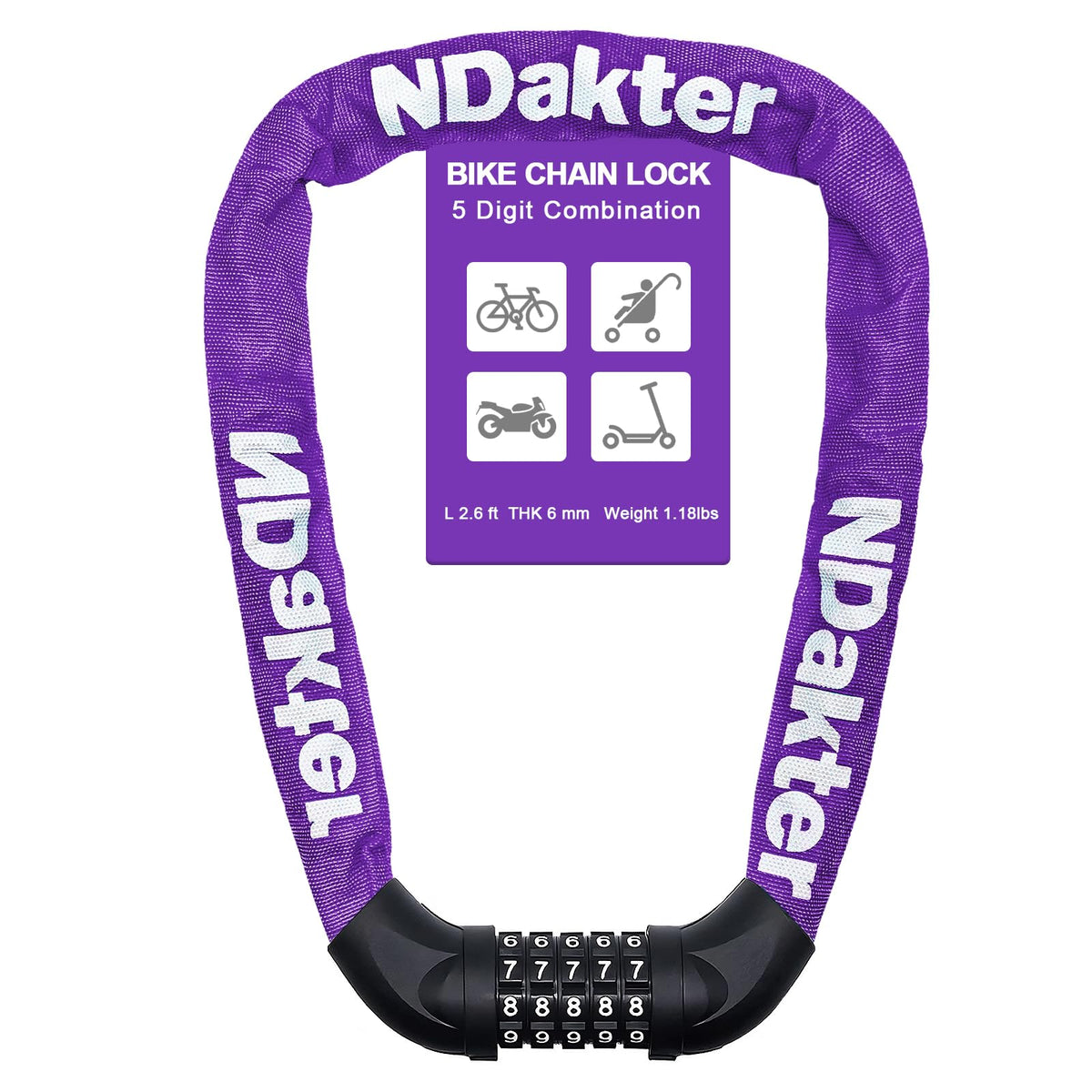 5-Digit Combination Chain Lock