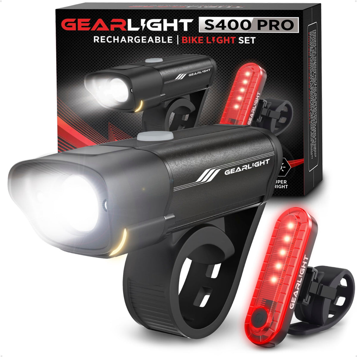 400-Lumen Rechargeable Bike Light Set